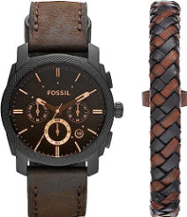 Montre pour homme Fossil Machine avec bracelet en acier inoxydable ou en cuir, affichage chronographe ou analogique