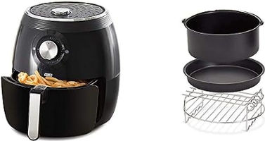 Friteuse à air électrique Deluxe + Four, 1700 watts, 6 litres, Noir & Friteuse à air DFAF450UP1, Deluxe