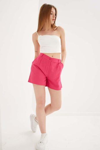 Short plissé couleur fuchsia