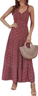 BTFBM Robe d'été maxi sans manches pour femmes à encolure en V, imprimée pour l'été 2023, dos nu avec liens à nouer pour les soirées à la plage, longue robe bohème plissée